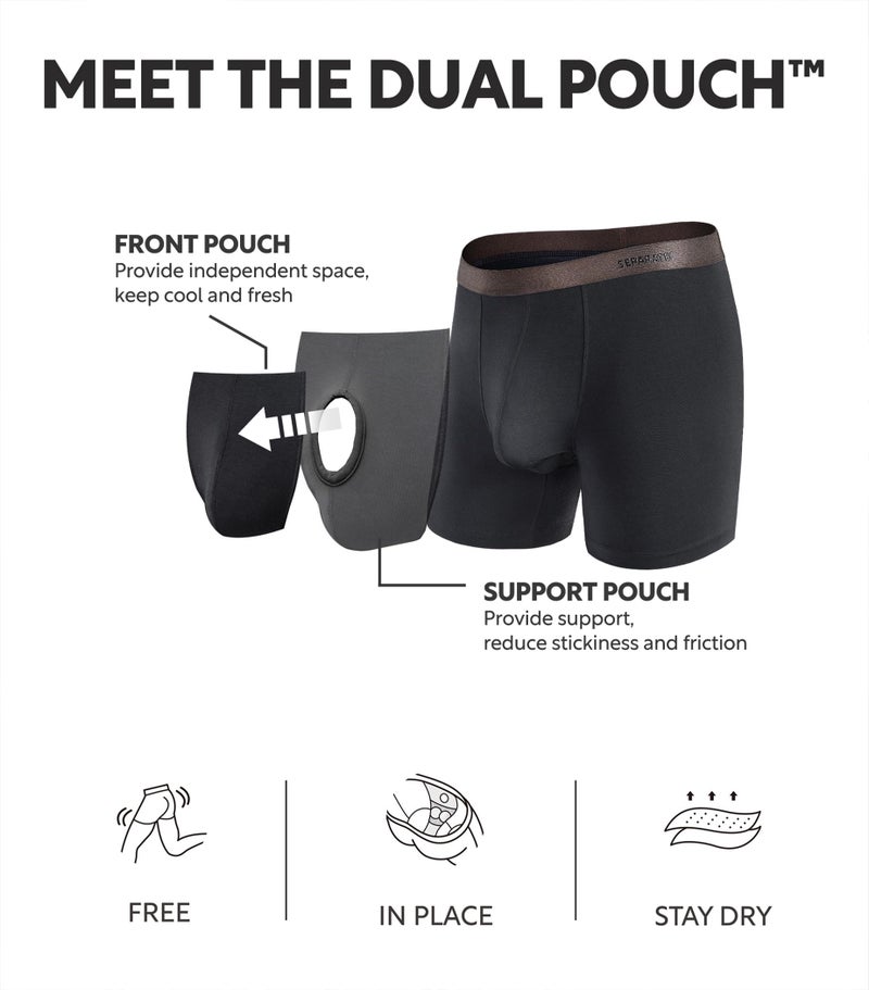 Separatec Mens Underwear with Pouch Moisture Wicking Rayon Made From Bamboo Underwear Men Breathable Boxer Briefs 3 or 6 Pack(L, Black) - Image 2